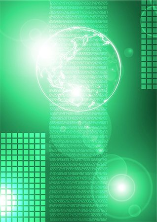 digital abstract - Shining Globe On Computer generated Green Background Stock Photo - Premium Royalty-Free, Code: 622-06191034