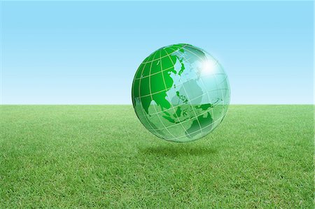 environment - Globe Floating Over Grassy Field Stock Photo - Premium Royalty-Free, Code: 622-06191085
