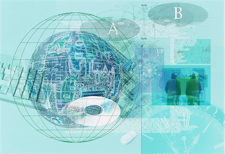 Blue Composite Image With Globe And Computer Hardware Stock Photo - Premium Royalty-Free, Code: 622-06191165