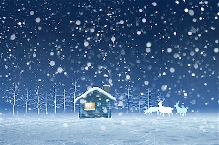 Illustration of hut and snow Foto de stock - Royalty Free Premium, Número: 622-06369952