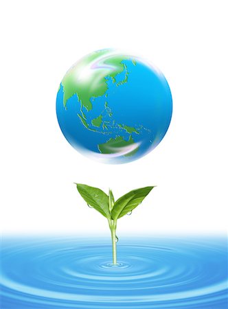 floating leaf - Earth and sprout Stock Photo - Premium Royalty-Free, Code: 622-06369990