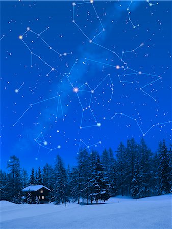 Constellations in the snowy Switzerland Foto de stock - Sin royalties Premium, Código: 622-06398389