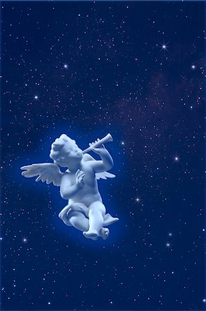 simsearch:622-06398377,k - Angel statue and stars Foto de stock - Sin royalties Premium, Código: 622-06398380