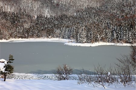 Frozen Hokuryu lake, Nagano Prefecture Stock Photo - Premium Royalty-Free, Code: 622-06486882