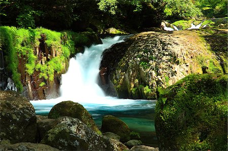 simsearch:622-06487495,k - Waterfall in Kikuchi valley, Kumamoto Prefecture Foto de stock - Royalty Free Premium, Número: 622-06487114