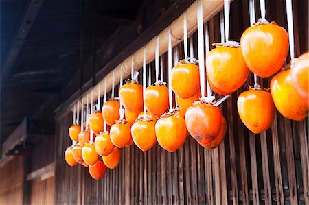 diospyros kaki - Dried persimmon fruits, Nagano Prefecture Foto de stock - Sin royalties Premium, Código: 622-06809276