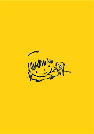 people in yellow - Dog and boy illustration Stock Photo - Premium Royalty-Free, Code: 622-06900117