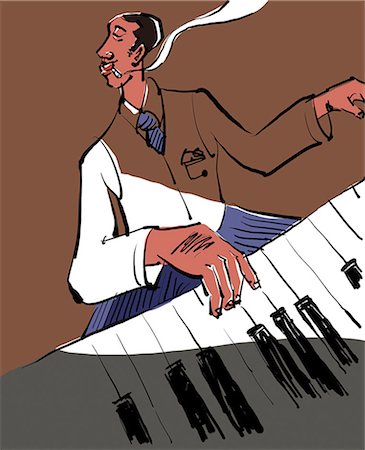 pianiste - Jazz pianist illustration Photographie de stock - Premium Libres de Droits, Code: 622-06900130