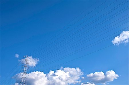 power lines in the sky - Transmission lines and sky Stock Photo - Premium Royalty-Free, Code: 622-06900658