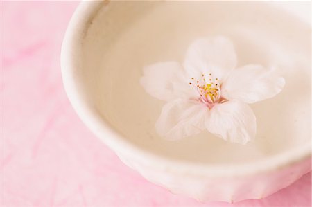 Cherry blossom floating in a cup Foto de stock - Sin royalties Premium, Código: 622-07810804