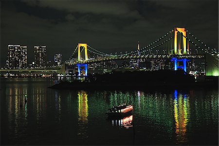 rainbow bridge tokyo - Night view of Odaiba bay, Tokyo, Japan Stock Photo - Premium Royalty-Free, Code: 622-08122842