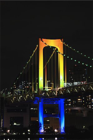 rainbow bridge tokyo - Night view of Rainbow bridge, Tokyo, Japan Stock Photo - Premium Royalty-Free, Code: 622-08122843