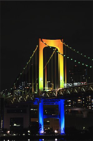 Night view of Rainbow bridge, Tokyo, Japan Photographie de stock - Premium Libres de Droits, Code: 622-08122843