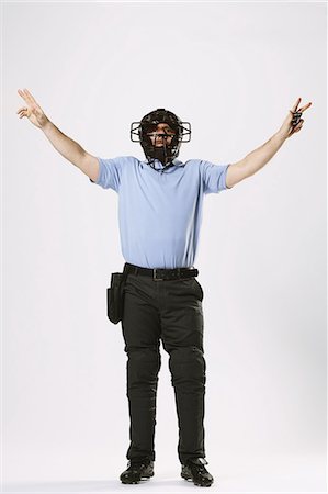 simsearch:622-08123173,k - Baseball chief referee against white background Photographie de stock - Premium Libres de Droits, Code: 622-08123169