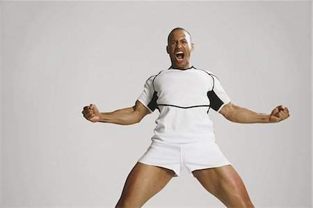 screaming human yelling - Bald male rugby player Stock Photo - Premium Royalty-Free, Code: 622-08123205