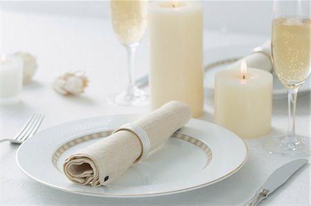 place setting on white - Stylish table setting Stock Photo - Premium Royalty-Free, Code: 622-08123467