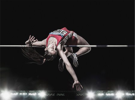 High jump female athlete Photographie de stock - Premium Libres de Droits, Code: 622-08355520