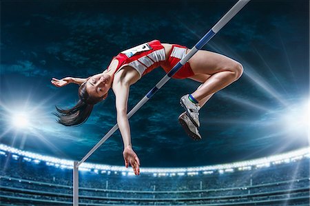 flying women - Japanese female high jump athlete jumping Stock Photo - Premium Royalty-Free, Code: 622-08355544