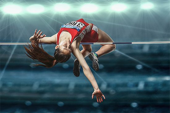 Japanese female high jump athlete jumping Photographie de stock - Premium Libres de Droits, Le code de l’image : 622-08355546