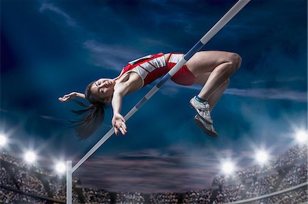 simsearch:858-06617787,k - Japanese female high jump athlete jumping Stock Photo - Premium Royalty-Free, Code: 622-08355543