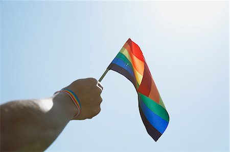 rubber bands - People with rainbow flags Stock Photo - Premium Royalty-Free, Code: 622-08657758