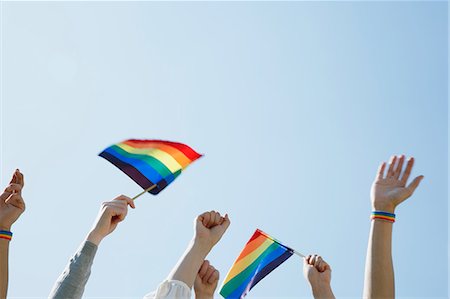 People with rainbow flags Stock Photo - Premium Royalty-Free, Code: 622-08657752