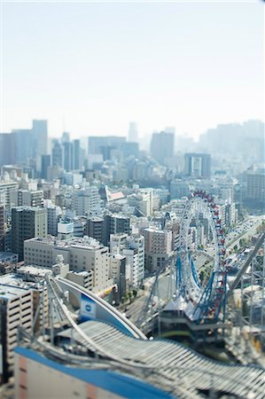 Tilt-shift bird's eye view of Tokyo cityscape, Tokyo, Japan Stock Photo - Premium Royalty-Free, Code: 622-08723382