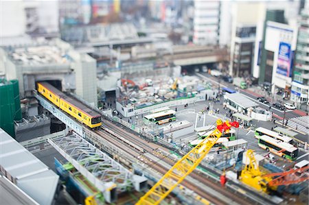 shibuya - Tilt-shift bird's eye view of Tokyo, Tokyo, Japan Photographie de stock - Premium Libres de Droits, Code: 622-08723392