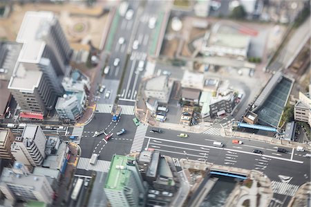 Tilt-shift bird's eye view of Tokyo, Tokyo, Japan Photographie de stock - Premium Libres de Droits, Code: 622-08723404