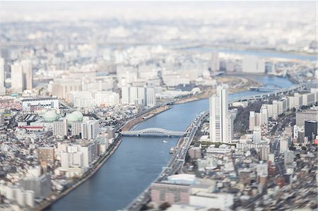 Tilt-shift bird's eye view of Tokyo cityscape, Tokyo, Japan Stock Photo - Premium Royalty-Free, Code: 622-08723405