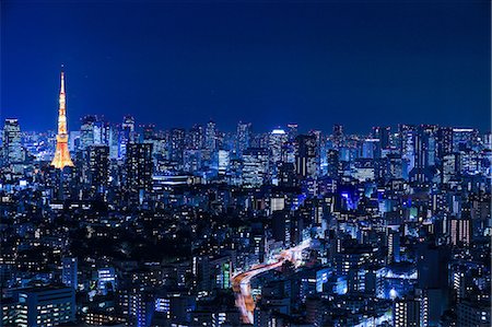 simsearch:622-08949272,k - Tokyo cityscape at night, Tokyo, Japan Foto de stock - Sin royalties Premium, Código: 622-08949268