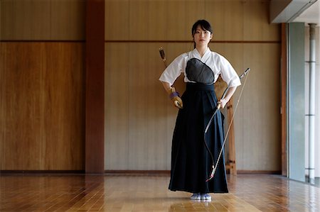 Japanese traditional archery athlete practicing Stock Photo - Premium Royalty-Free, Code: 622-09014520