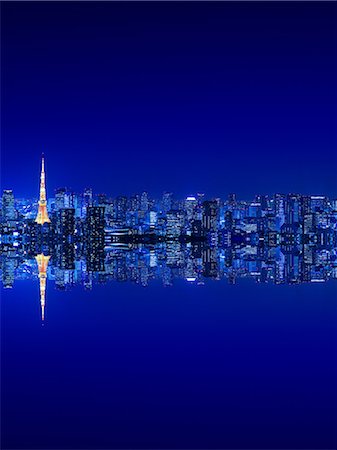 simsearch:622-08122855,k - Digital composite of Tokyo skyline Foto de stock - Sin royalties Premium, Código: 622-09138711