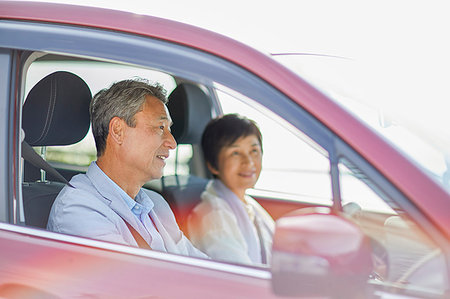 Japanese senior couple driving Stock Photo - Premium Royalty-Free, Code: 622-09176224