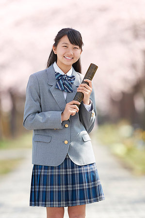 Japanese junior-high schoolgirl in uniform Stock Photo - Premium Royalty-Free, Code: 622-09195474