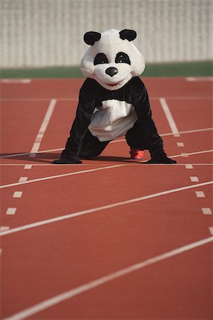 funny bear olympic - Panda Crouching on a Track Stock Photo - Premium Royalty-Free, Code: 622-01572252