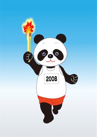 simsearch:622-01572350,k - Panda Holding a Torch Foto de stock - Sin royalties Premium, Código: 622-01572337