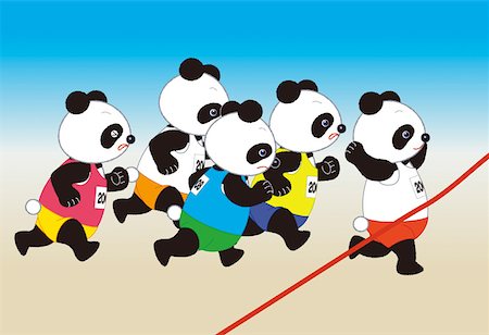 simsearch:622-01572374,k - Marathoniens Panda Photographie de stock - Premium Libres de Droits, Code: 622-01572341