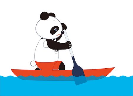 simsearch:622-01572259,k - Panda Canoeist Stock Photo - Premium Royalty-Free, Code: 622-01572355