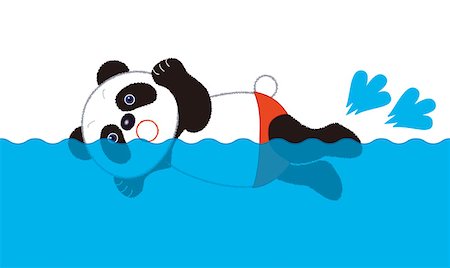 simsearch:622-01572374,k - Mâle nageur Panda Photographie de stock - Premium Libres de Droits, Code: 622-01572357