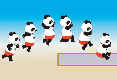 simsearch:622-01572374,k - Panda sauteur en longueur Photographie de stock - Premium Libres de Droits, Code: 622-01572361