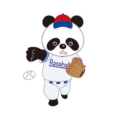 simsearch:622-01572350,k - Panda Baseball Player Pitching a Baseball Foto de stock - Sin royalties Premium, Código: 622-01572375