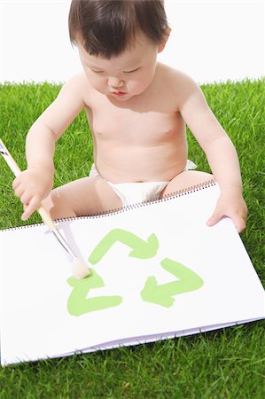 ecologic - Japanese baby boy painting Foto de stock - Sin royalties Premium, Código: 622-02395640