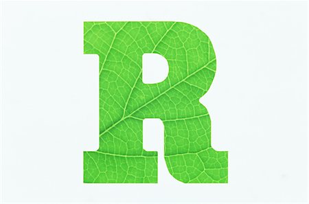Green Alphabet R on White Background Foto de stock - Sin royalties Premium, Código: 622-02757704