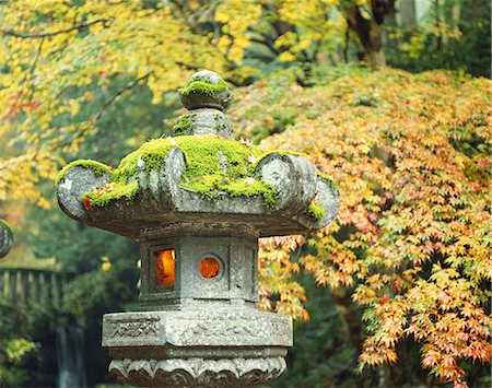 simsearch:693-03312841,k - Ancient Stone Lantern Covered with Green Moss Fotografie stock - Premium Royalty-Free, Codice: 622-02757948