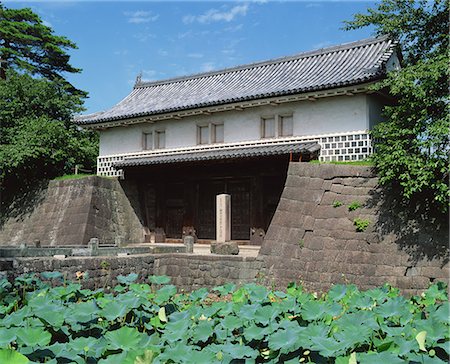stone walls in meadows - Shibata Castle in Niigata Prefecture, Japan Stock Photo - Premium Royalty-Free, Code: 622-02758001