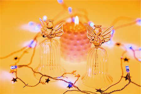 Glass Angels Decorated on Christmas Stock Photo - Premium Royalty-Free, Code: 622-02758860