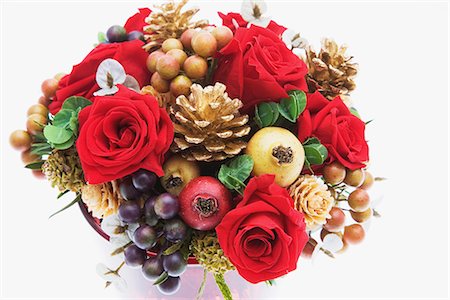 Flower Bouquet Decorated  on Christmas Stock Photo - Premium Royalty-Free, Code: 622-02758877