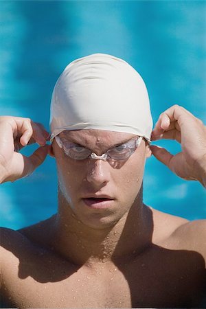 simsearch:622-02913244,k - Young australian swimmer wearing swimming cap Fotografie stock - Premium Royalty-Free, Codice: 622-02913266