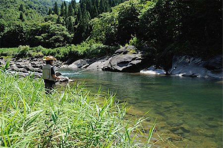 simsearch:622-02913459,k - Man with straw hat and holding fishing rod Fotografie stock - Premium Royalty-Free, Codice: 622-02913473